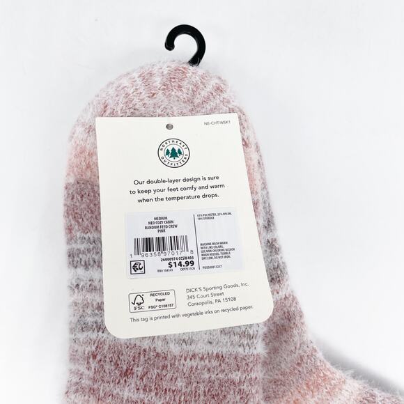 Northeast Outfitters Neo Cozy Cabin Socks Crew Pink Burgundy Women's Size 5-10 - Picture 3 of 4